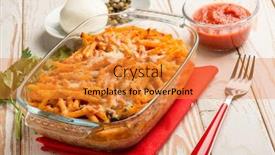  Presentation with pasta sauce - Presentation theme having oven-pasta-with-tomato-sauce background and a gold colored foreground