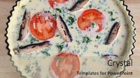  Presentation with ready - Beautiful presentation design featuring oven-ready quiche viewed from above backdrop and a mint green colored foreground