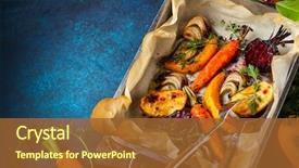  Presentation with herbs - Slide deck featuring oven roasted vegetables with garlic background and a tawny brown colored foreground