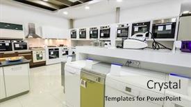  Presentation with electric retail - Theme with ovens stoves and other appliance background and a mint green colored foreground
