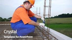  Presentation with reinforcement steel - Presentation theme having overall barring - bar bender fixing steel reinforcement background and a gray colored foreground