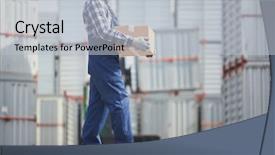  Presentation with cargo - Slide deck consisting of overall carrying cardboard box background and a light gray colored foreground