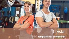  Presentation with mechanics - Amazing theme having overall in a modern automobile backdrop and a coral colored foreground