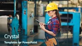  Presentation with young plant - Theme enhanced with overall working on digital tablet background and a ocean colored foreground