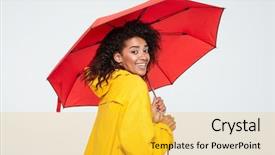  Presentation with happy smiling woman dental health - PPT layouts featuring overcoats - back view of smiling african background and a yellow colored foreground