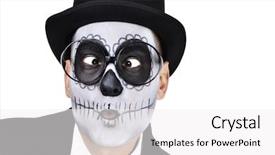  Presentation with top hat - Colorful slide deck enhanced with overcoats - closeup of a man backdrop and a white colored foreground