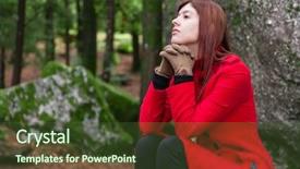  Presentation with sad woman lonely - Beautiful PPT theme featuring overcoats - depressed and sad young woman backdrop and a tawny brown colored foreground