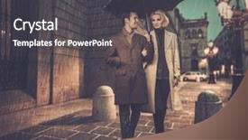  Presentation with old couple walking - PPT layouts with overcoats - elegant couple with umbrella walking background and a dark gray colored foreground