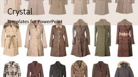  Presentation with coats - Cool new slide deck with overcoats - female winter woolen coats isolated backdrop and a coral colored foreground