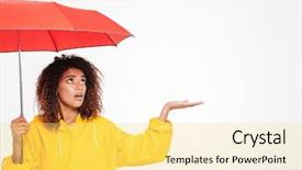  Presentation with woman in under wear - Beautiful PPT theme featuring overcoats - picture of confused african woman backdrop and a yellow colored foreground