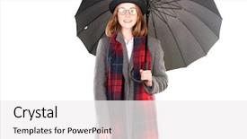 Presentation with gray black illustrated - Amazing PPT theme having overcoats - portrait of teenage hispter girl backdrop and a  colored foreground
