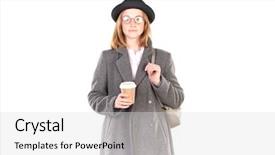  Presentation with teenage girl - Presentation theme consisting of overcoats - portrait of teenage hispter girl background and a  colored foreground