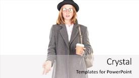  Presentation with gray black illustrated - Beautiful presentation design featuring overcoats - portrait of teenage hispter girl backdrop and a  colored foreground