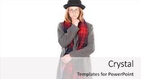 Presentation with girl teens - Presentation design consisting of overcoats - portrait of teenage hispter girl background and a  colored foreground