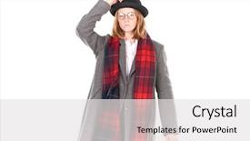  Presentation with teenage girl - Presentation design with overcoats - portrait of teenage hispter girl background and a  colored foreground