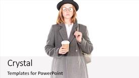  Presentation with teenage girl - Slide set having overcoats - portrait of teenage hispter girl background and a  colored foreground