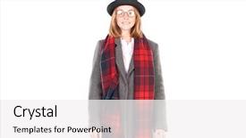  Presentation with teenage girl - Presentation consisting of overcoats - portrait of teenage hispter girl background and a  colored foreground