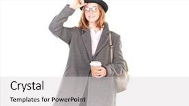  Presentation with teenage girl - Presentation featuring overcoats - portrait of teenage hispter girl background and a  colored foreground