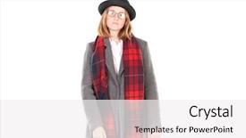  Presentation with teenage girl - Audience pleasing slide set consisting of overcoats - portrait of teenage hispter girl backdrop and a  colored foreground