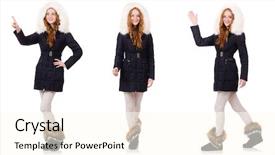  Presentation with pretty girl - Audience pleasing slide deck consisting of overcoats - pretty girl in warm clothes backdrop and a cream colored foreground