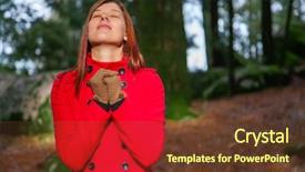  Presentation with winter forest - Colorful PPT layouts enhanced with overcoats - woman enjoying the warmth backdrop and a tawny brown colored foreground