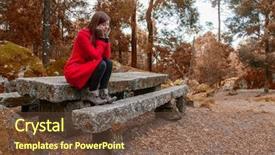  Presentation with forest winter - Beautiful theme featuring overcoats - young woman feeling depressed sitting backdrop and a tawny brown colored foreground