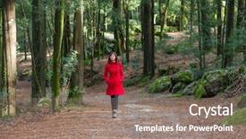  Presentation with forest winter - PPT layouts featuring overcoats - young woman walking alone background and a  colored foreground
