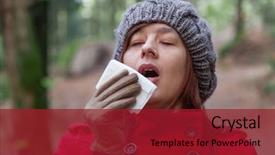  Presentation with sneezing - Colorful slides enhanced with overcoats - young woman with a cold backdrop and a  colored foreground