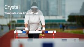  Presentation with obstacles - Audience pleasing slides consisting of overcome - overcoming obstacles and obesity backdrop and a gray colored foreground