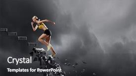  Presentation with challenges - PPT theme with overcome - sports woman overcoming challenges background and a dark gray colored foreground