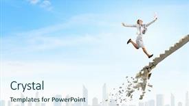  Presentation with challenges - PPT layouts consisting of overcome - up the career ladder overcoming background and a sky blue colored foreground