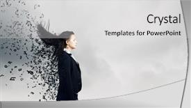  Presentation with overcome - PPT theme enhanced with overcome problem - young businesswoman with closed eyes background and a light gray colored foreground