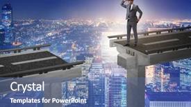  Presentation with broken bridge - Cool new PPT layouts with overcome the broken bridge backdrop and a ocean colored foreground