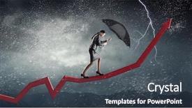  Presentation with overcoming crisis - Slide deck enhanced with umbrella strong wind - overcoming challenges and crisis mixed background and a tawny brown colored foreground
