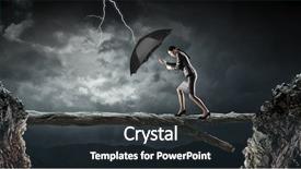  Presentation with overcoming crisis - Slide set having umbrella strong wind - overcoming challenges and crisis mixed background and a tawny brown colored foreground