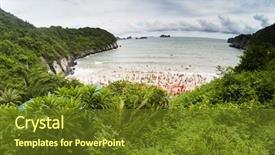  Presentation with vietnam culture popular tourist destination - Audience pleasing presentation consisting of overcrowded beach in cat island backdrop and a tawny brown colored foreground
