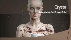  Presentation with hot and cold coffee cup - Amazing slide set having overflowing - attractive brunette holding coffee cup backdrop and a dark gray colored foreground