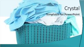  Presentation with laundry - PPT theme featuring overflowing - dirty laundry in basket isolated background and a arctic colored foreground