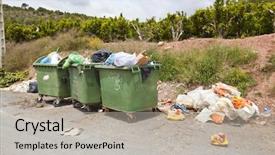  Presentation with orchard - Amazing PPT theme having overflowing bins next to orange backdrop and a light gray colored foreground