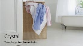  Presentation with laundry - Beautiful presentation theme featuring overflowing wicker laundry basket backdrop and a light gray colored foreground