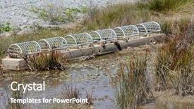  Presentation with water drainage - PPT theme featuring drainage area in storm water background and a gray colored foreground