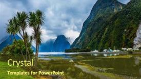  Presentation with marsh - PPT layouts consisting of overgrown-with-marsh-grass-coast background and a tawny brown colored foreground