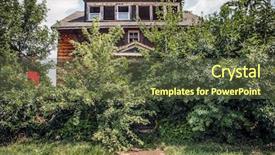  Presentation with abandoned - PPT theme consisting of overgrown with trees and bush background and a tawny brown colored foreground