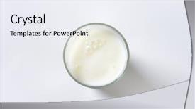  Presentation with white milk - Colorful PPT layouts enhanced with overhead - glass of milk on white backdrop and a sky blue colored foreground