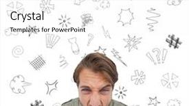  Presentation with doodles - Audience pleasing PPT theme consisting of overhead angle of frustrated man against swearing doodles backdrop and a white colored foreground