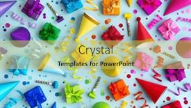  Presentation with birthday party - Slide deck having overhead-background-collection-of-colorful background and a yellow colored foreground