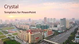  Presentation with china guangzhou - Theme featuring overhead crossing cars busses background and a lemonade colored foreground