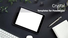  Presentation with digital pen - Slides consisting of overhead-flat-lay-business-shot background and a dark gray colored foreground