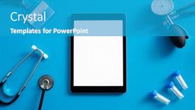  Presentation with flat - Presentation theme featuring overhead-flat-lay-medical-shot background and a teal colored foreground