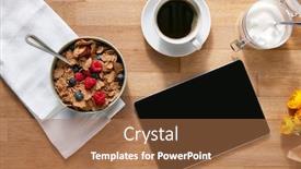  Presentation with breakfast cereal - Presentation enhanced with overhead-flat-lay-of-digital background and a coral colored foreground